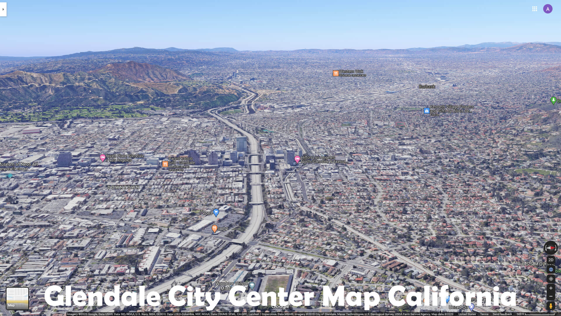 Glendale Ville Centrer Carte californie